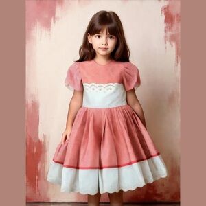 Vintage Red and White Gingham Girls Dress